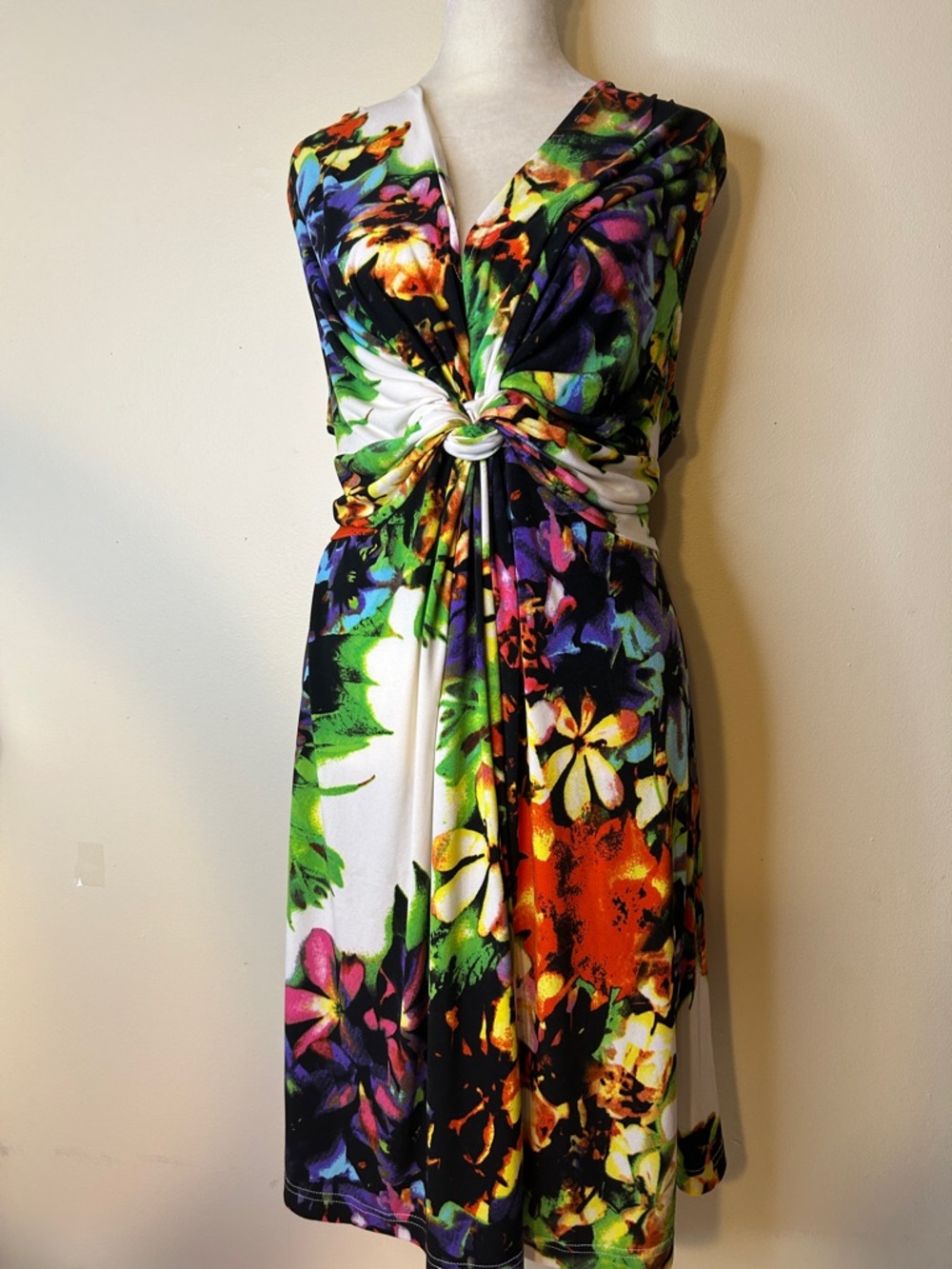 Floral Knot Front Multicolor Dress
